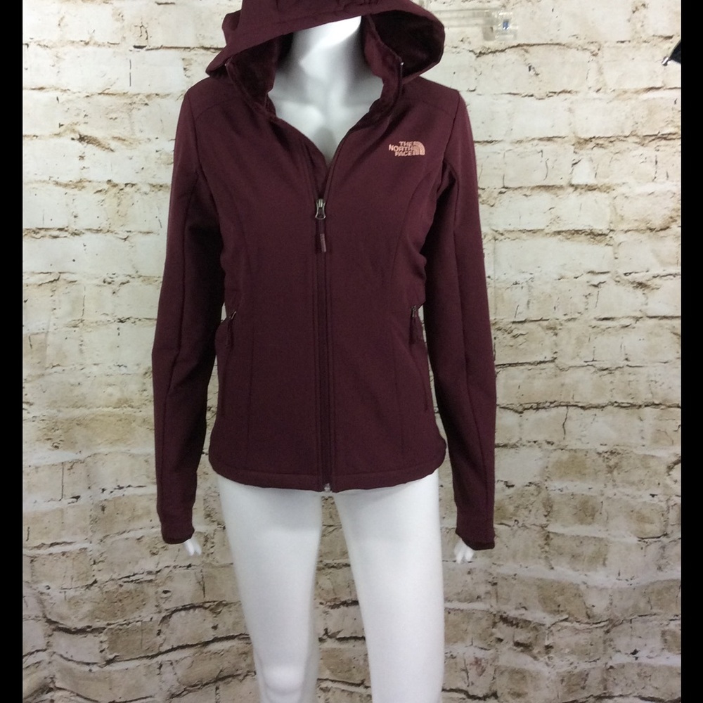 The North Face Women's Burgundy Softshell Hooded Jacket - Picture 2 of 4